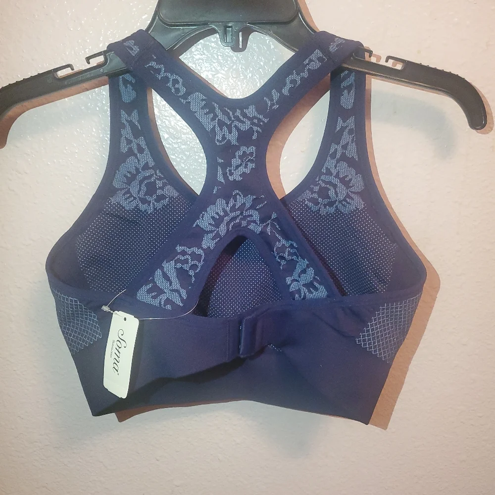 Soma Sport Large Seamless Key Racerback Maritime Navy Sports Bra NWT